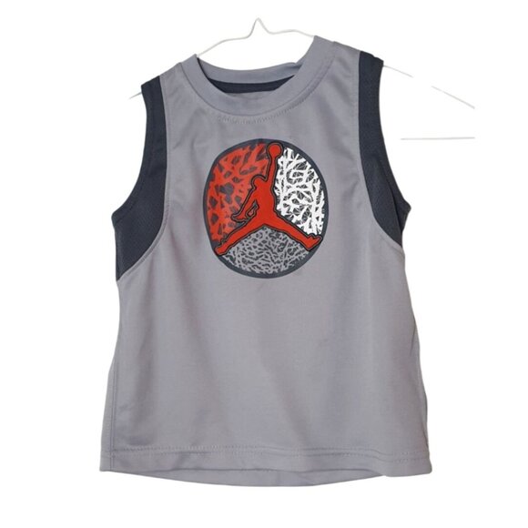 Air Jordan Baby Boys Sleeveless Tank Top 6-12M Gray & Black Mesh Panel Design - Picture 1 of 2